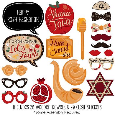 Big Dot Of Happiness Rosh Hashanah - New Year Photo Booth Props Kit - 20 Count