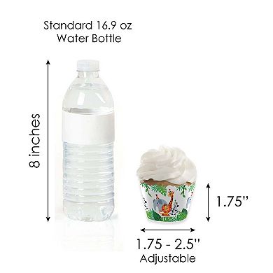 Big Dot Of Happiness Jungle Party Animals Decor - Cupcake Wrappers & Treat Picks Kit 24 Ct