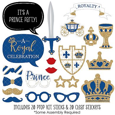 Big Dot Of Happiness Royal Prince Charming Baby Shower Birthday Party Photo Booth Props 20 Ct
