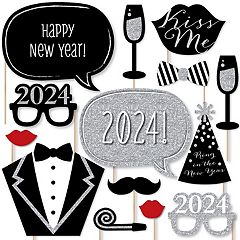 Big Dot of Happiness Hello New Year - Nye Party Paper Beverage Markers for Glasses - Drink Tags - Set of 24 - Black