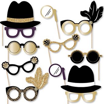 Big Dot Of Happiness Roaring 20's Glasses - Paper 1920s Party Photo Booth Props Kit 10 ct