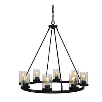 Coronet Iron/seeded Glass Rustic Farmhouse Led Chandelier