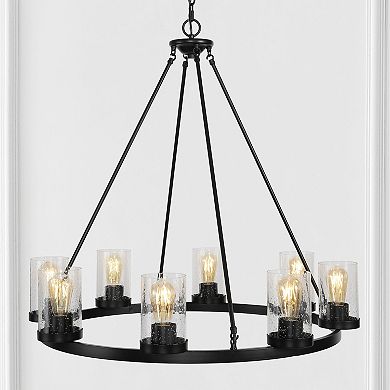 Coronet Iron/seeded Glass Rustic Farmhouse Led Chandelier