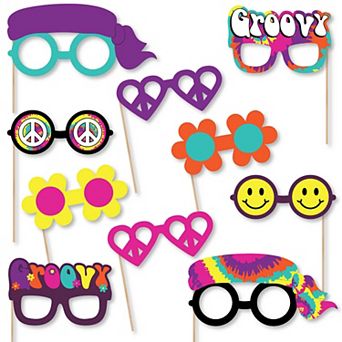 Big Dot Of Happiness 60's Hippie Glasses Paper 1960s Groovy Party Photo Booth Props Kit 10 ct