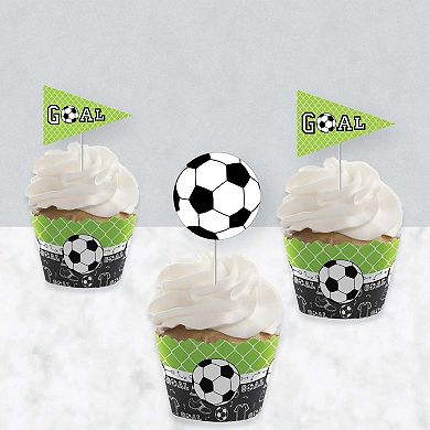 Big Dot Of Happiness Goaaal! - Soccer Decor - Cupcake Wrappers & Treat Picks Kit 24 Ct