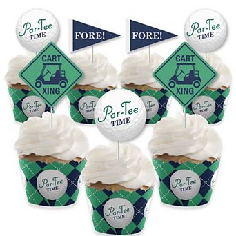 Big Dot Of Happiness Par-tee Time - Golf Decor - Cupcake Wrappers & Treat Picks Kit 24 ct