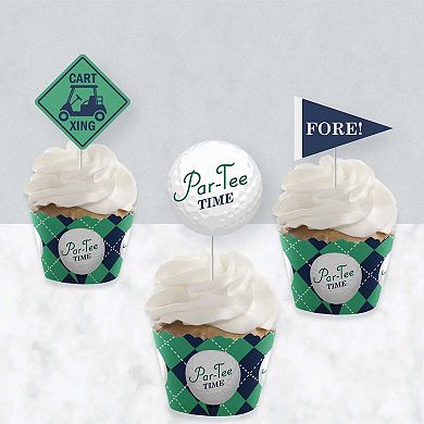 Big Dot Of Happiness Par-tee Time - Golf Decor - Cupcake Wrappers & Treat Picks Kit 24 Ct