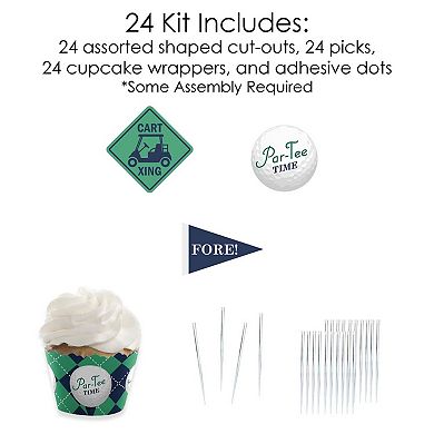 Big Dot Of Happiness Par-tee Time - Golf Decor - Cupcake Wrappers & Treat Picks Kit 24 Ct