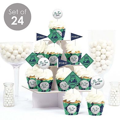 Big Dot Of Happiness Par-tee Time - Golf Decor - Cupcake Wrappers & Treat Picks Kit 24 Ct
