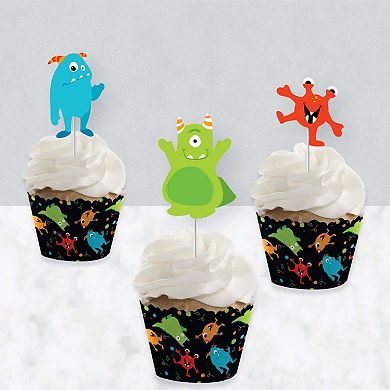 Big Dot Of Happiness Monster Bash - Cupcake Decor - Cupcake Wrappers & Treat Picks Kit 24 Ct