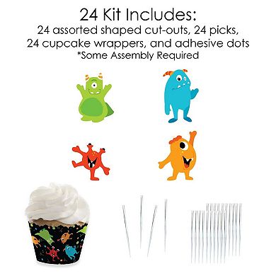 Big Dot Of Happiness Monster Bash - Cupcake Decor - Cupcake Wrappers & Treat Picks Kit 24 Ct