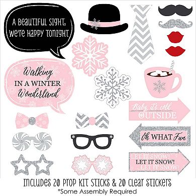 Big Dot Of Happiness Pink Winter Wonderland Holiday Party Baby Shower Photo Booth Props 20 Ct