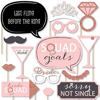 Big Dot Of Happiness Bride Squad Rose Gold Bridal Shower Bachelorette Photo Booth Props 20 ct