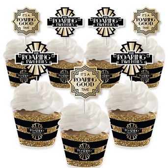 Big Dot Of Happiness Roaring 20's Decor - 1920s Cupcake Wrappers & Treat Picks Kit 24 ct