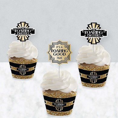 Big Dot Of Happiness Roaring 20's Decor - 1920s Cupcake Wrappers & Treat Picks Kit 24 Ct