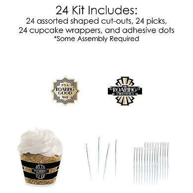 Big Dot Of Happiness Roaring 20's Decor - 1920s Cupcake Wrappers & Treat Picks Kit 24 Ct