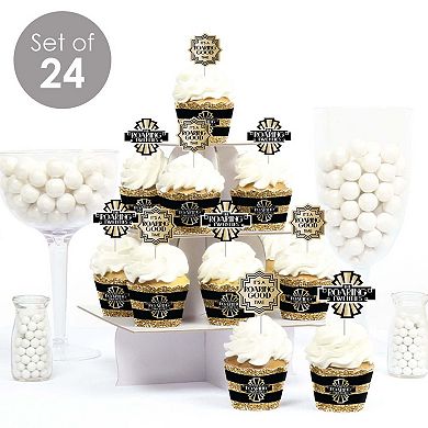 Big Dot Of Happiness Roaring 20's Decor - 1920s Cupcake Wrappers & Treat Picks Kit 24 Ct