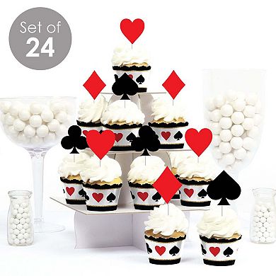 Big Dot Of Happiness Las Vegas Decor - Casino Cupcake Wrappers & Treat Picks Kit 24 Ct