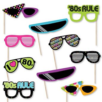 Big Dot Of Happiness 80's Retro Glasses Paper Totally 1980s Party Photo Booth Props Kit 10 ct