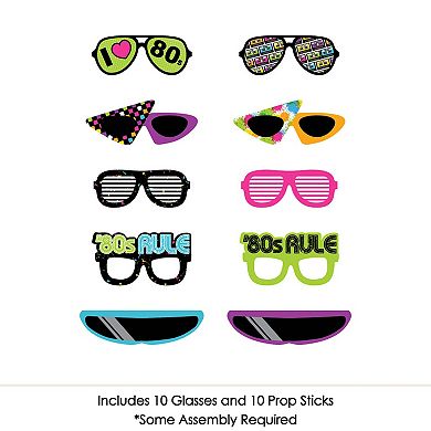 Big Dot Of Happiness 80's Retro Glasses Paper Totally 1980s Party Photo Booth Props Kit 10 Ct