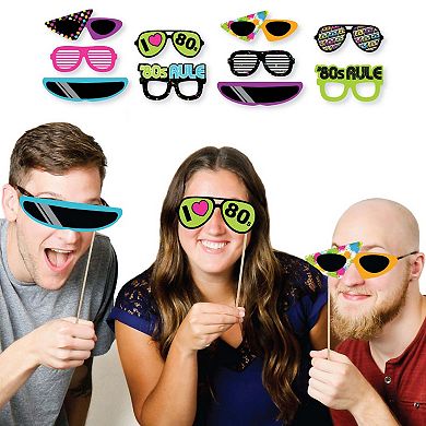 Big Dot Of Happiness 80's Retro Glasses Paper Totally 1980s Party Photo Booth Props Kit 10 Ct