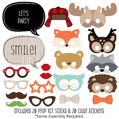 Big Dot Of Happiness Woodland Creatures - Photo Booth Props Kit - 20 Count