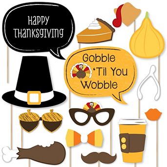 Big Dot Of Happiness Give Thanks - Thanksgiving Party Photo Booth Props Kit - 20 Count