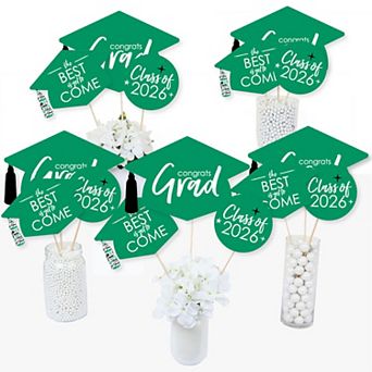 Big Dot Of Happiness Green Grad - Best Is Yet To Come 2026 Centerpiece Table Toppers - 15 ct