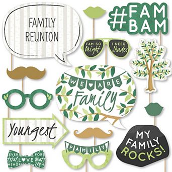 Big Dot Of Happiness Family Tree Reunion - Family Gathering Party Photo Booth Props 20 ct