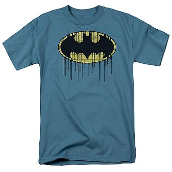 Batman Dripping Brick Wall Shield Short Sleeve Adult T-shirt