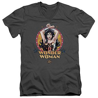 Justice League Of America Powerful Woman Short Sleeve Adult V Neck T-shirt
