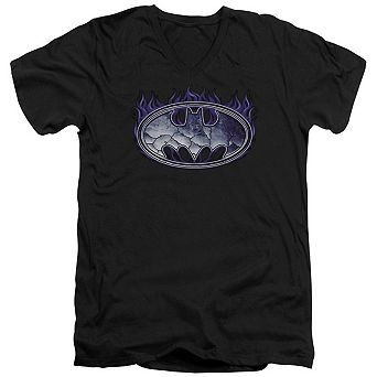 Batman Cracked Shield Short Sleeve Adult V Neck T-shirt