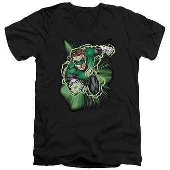 Justice League Of America Green Lantern Energy Short Sleeve Adult V Neck T-shirt