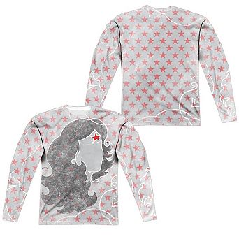 Dc Comics Wonder Woman Inline Long Sleeve Adult Poly Crew T-shirt