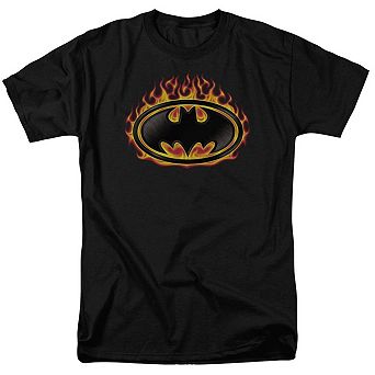 Batman Bat Flames Shield Short Sleeve Adult T-shirt