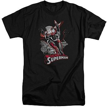 Justice League Of America Superman Red & Gray Short Sleeve Adult Tall T-shirt
