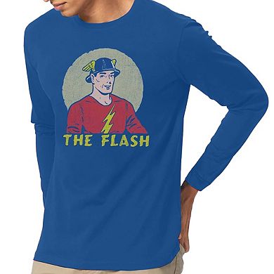 Dc Comics Flash Faded Circle Long Sleeve Adult T-shirt