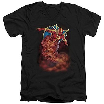 Justice League Of America Tornado Cloud Short Sleeve Adult V Neck T-shirt