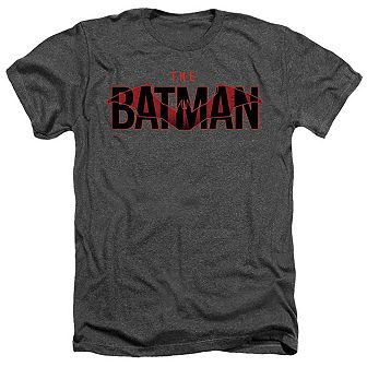 The Batman Logo With Red Bat Adult Heather T-shirt