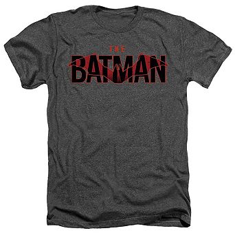 The Batman Logo With Red Bat Adult Heather T-shirt