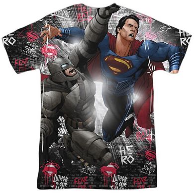 Batman V Superman Showdown Short Sleeve Adult Poly Crew T-shirt