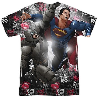 Batman V Superman Showdown Short Sleeve Adult Poly Crew T-shirt