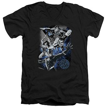 Justice League Of America Galactic Attack Nebula Short Sleeve Adult V Neck T-shirt