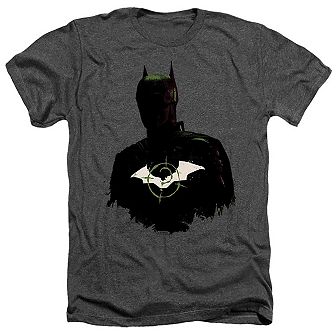 The Batman Silhouette With Riddler Logo Adult Heather T-shirt