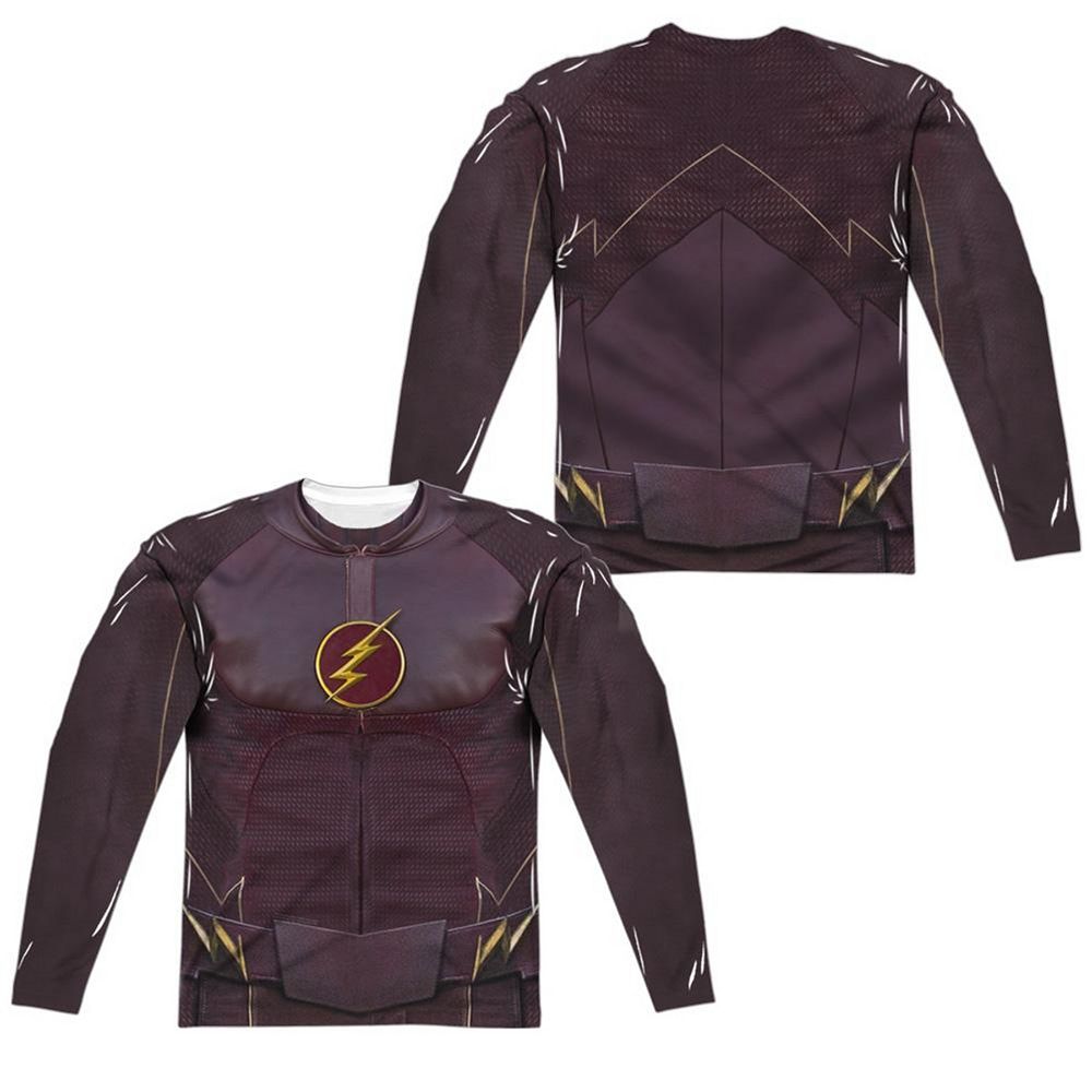 The Flash Flash Uniform Long Sleeve Adult Poly Crew T-shirt