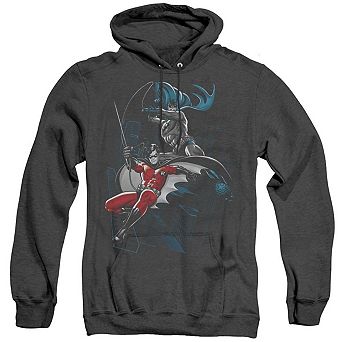 Batman Black And White Adult Heather Hoodie