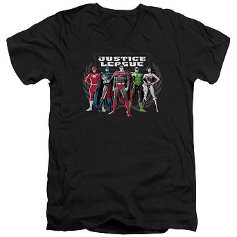 Justice League Of America The Big Five Short Sleeve Adult V Neck T-shirt