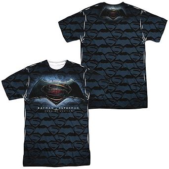 Batman V Superman Logo Pattern Short Sleeve Adult Poly Crew T-shirt