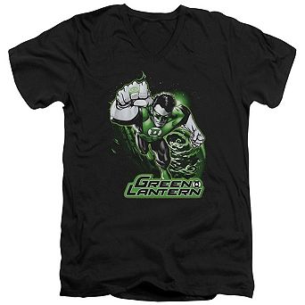 Justice League Of America Green Lantern Green & Gray Short Sleeve Adult V Neck T-shirt