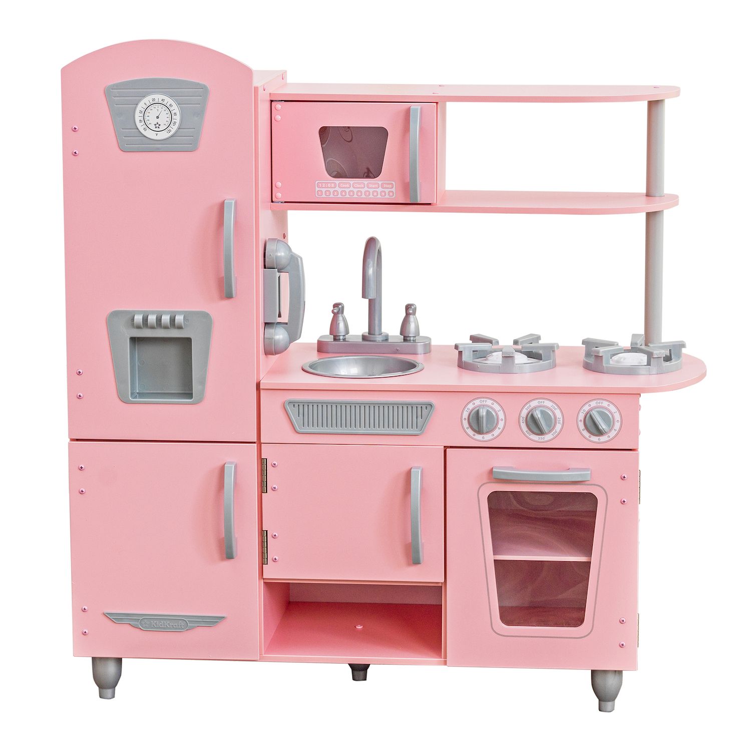 pink and white play kitchen